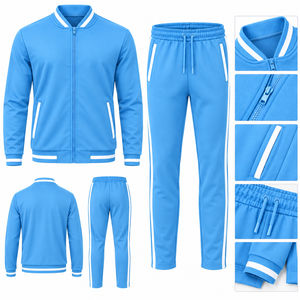Unisex Black Full <b>Zip</b> Eco-Friendly Tracksuit Set Casual Solid Color Polyester Cotton <b>Joggers</b> Side <b>Pockets</b> Breathable Winter - Product Image 5
