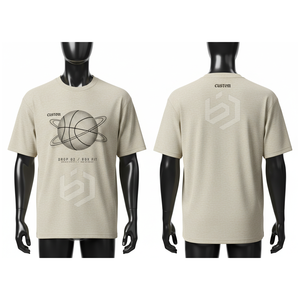 T-shirt en jersey gris à manches courtes pour homme, personnalisé avec impression sérigraphiée sur le devant, style streetwear, col rond, coupe classique, en coton - Product Image 5