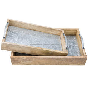 Juego de bandejas de servicio en forma de estrella de metal galvanizado de tamaño personalizado, 3 bandejas decorativas anidadas de diseño acanalado único, paredes laterales para almacenamiento - Product Image 3