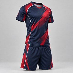 Uniforme de Fútbol Personalizable Azul Marino y Carmesí, Jersey de Fútbol Sublimado con Logotipo Personalizado, Pantalones Cortos, Conjunto para Equipo - Product Image 3