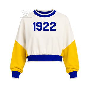 Sudadera Corta Bordada con Bloques de Color 1922 para Mujer, Ropa de la Hermandad Griega Sigma Gamma Rho, Venta al Por Mayor - Product Image 1