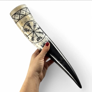 Cuerno Vikingo para Beber, Único, con Grabado de Animales, Náutico, Ecológico, con Soporte de Cuero Pulido, Recuerdo, Regalo de Navidad, Juego de Tronos - Product Image 2
