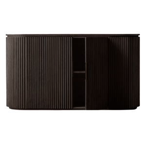 Luxury Japandi <b>Sideboard</b> Solid Teak Dark Brown Finish Vertical Fluted Doors Curved Edge Eco-Friendly for Luxury Interior - Product Image 2