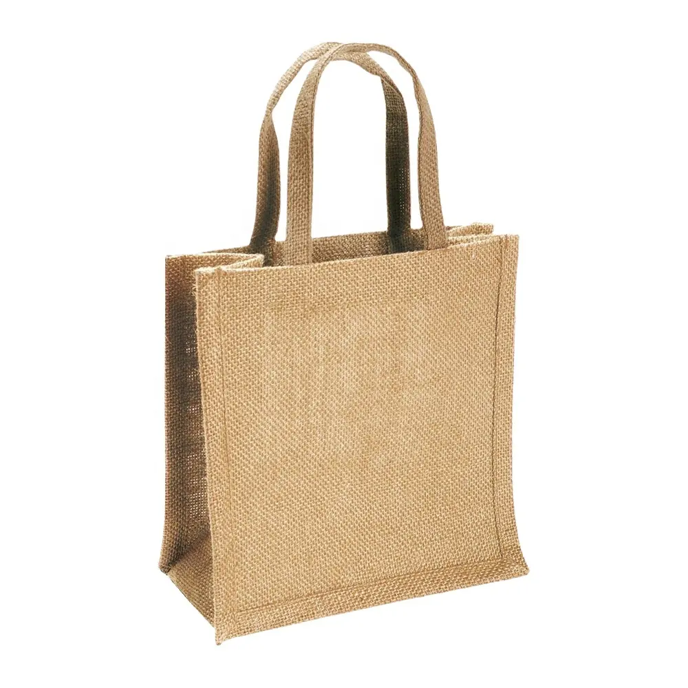 Fashion Custom Logo Printing Women's Linen Handbag Reusable Travel Handle Gift Shopping Product Tote Jute Bag