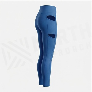 NA High Waist Full Length Yoga <b>Leggings</b> With 3D <b>Pockets</b> Seamless Spandex Nylon Four-Way Stretch Solid Blue Women's Sportswear - Product Image 3