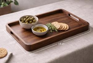 Bandeja de Servir de Madera de Nogal Lacada con Asas, Estilo Rústico, Moderna, para Desayuno, Mesa de Café, Bandeja de Servir Hecha a Mano para Cocina o Escritorio - Product Image 5