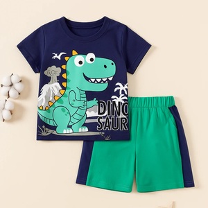 Ensemble de vêtements décontractés pour enfants à motif floral, nouvelle collection automne, pyjamas en coton pour garçons, vêtements de maison pour bébés filles, vente en gros - Product Image 3