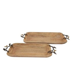 Bandejas de Madera para Servir Comida, Decoración de Mesa para Fiestas y Bodas, Bandeja de Ratán para Servir Ensaladas y Frutas - Product Image 5