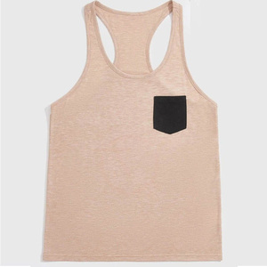 Men Solid Color Knitted Tank Top O-Neck Casual Style Athletic Fit Workout Vest Stretchable Fabric Light Pink - Product Image 4