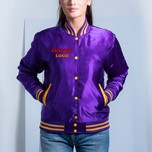 Chaqueta Bomber de Satén Transpirable Personalizada para Mujer, OEM ODM, Etiqueta Privada, Ligera, Estilo Universitario, Logotipo Bordado, Ropa Casual Urbana - Product Image 1