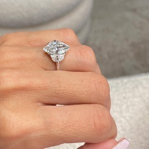 4 Carat Marquise Cut Three Stone Lab Grown <b>Diamond</b> <b>Ring</b> for Women | Luxury Engagement <b>Ring</b> | Elegant Bridal Wedding Jewelry - Product Image 4