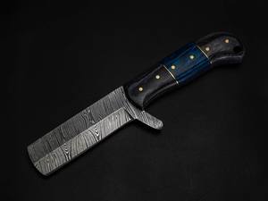 Cuchillo de vaquero forjado a mano de acero de Damasco, OEM/ODM, personalizado, de espiga completa, EDC, hoja fija, mango de madera Pakka, funda cruzada - Product Image 5