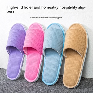Pantuflas Desechables Tipo Waffle Disponibles en Varios Colores para <span class=keywords><strong>Hoteles</strong></span> de 5 Estrellas, Pantuflas de Interior para Hombre y Mujer, Pantuflas Económicas para SPA - Product Image 4