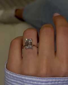 Bagues de fiançailles en diamant de laboratoire taille émeraude 3 carats en or massif 14K 18K serties de griffes, bijoux de mariage et de demande en mariage pour femme - Product Image 6