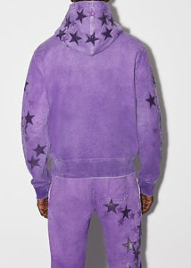 Chándal Unisex Morado 100% Algodón 2026 |   Tela Lisa con Lavado Ácido |   Conjunto de Entrenamiento con Serigrafía Personalizada OEM - Product Image 6