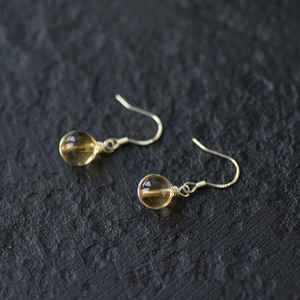 ต่างหูห้อยประดับพลอยซิทริน เงินแท้ 925 ชุบทอง 14k ของขวัญประจำเดือนพฤศจิกายนสำหรับเธอ - Product Image 3