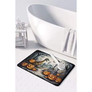 Tapis de cuisine Halloween Spooky Dinosaurs en mousse à mémoire de forme Tapis de bain anti-fatigue lavable en machine Coussin confortable pour cuisine et bain - Product Image 3