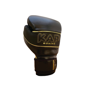 Gants de boxe personnalisés en cuir noir et or, professionnels, pour entraînement et sparring, vente en gros, OEM, marque privée, fabricant de luxe KAP - Product Image 2