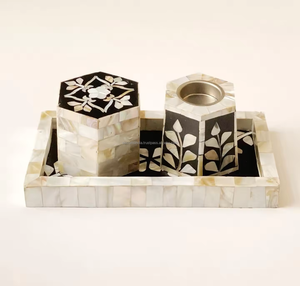 <b>Mother</b> of Pearl Incense Burner Set Luxury MOP Incense Holder Bakhoor Arabic Incense Mubkhar for Ramadan Eid Mubarak From India - Product Image 6