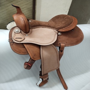 Selle de cheval western Ridex personnalisée en cuir véritable, travaillée à la main, pour l'équitation sur sentier, avec arceaux en bois et plastique, et quincaillerie en acier inoxydable - Product Image 1