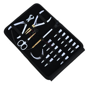 Kit d'outils pour extensions capillaires blancs de styliste : Pince à micro-perles, Coupe-keratine, Ciseaux de précision pour boucles de cheveux, Aiguilles à coudre courbées - Product Image 1