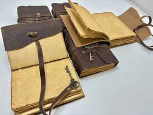 Handmade Leather <b>Journal</b> Vintage Lock Key Deckle Edge Paper Sewing Binding Rustic Travel Diary for <b>Writing</b> Sketching Gifting - Product Image 4