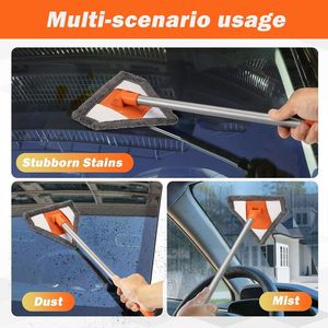 Spazzola per la pulizia del parabrezza auto con 2 panni in microfibra riutilizzabili, strumento per la pulizia del parabrezza interno, accessori per auto. - Product Image 4
