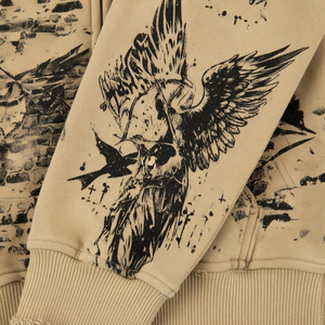 Sweat à capuche zippé personnalisé avec motif tatouage, style gothique vintage premium, streetwear oversize, fabricant de vêtements à marque privée SHH - Product Image 6