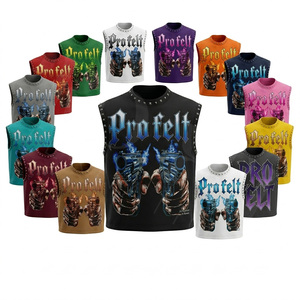 Hot Selling high Quality Sleeveless Tank Top Gothic Streetwear Customized Graphic Print Summer Casual Punk Style Fitness T Shirt - Product Image 1