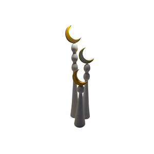 Modern Style Metal & Resin Crescent Moon Stand Decor Set Luxury Islamic Table Accent For Ramadan, Eid, Home & <b>Office</b> <b>Decoration</b> - Product Image 4