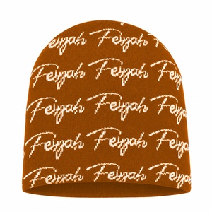 Gorro de Punto Jacquard con Estampado Completo en Naranja Óxido, Logotipo Personalizado, Gorro de Invierno Cálido, Ropa Urbana - Product Image 5