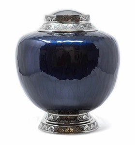 Urna Funeraria de Metal Azul Marino para Cenizas Humanas, Urna Conmemorativa para Adultos, Urna Funeraria Elegante Hecha a Mano, Urna Decorativa para Entierro - Product Image 3