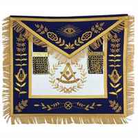 Tablier de Maître de Loge Maçonnique, Tablier de Maître Artisan Maçonnique MM, Sacs de Collier d'Officier, Tablier Maçonnique Bleu
