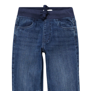 Pantalones Vaqueros de Pierna Recta para Niños, Lavado Medio, Cintura Elástica, Corte Ajustado, Largos, Informales, de Mezclilla, para Uso Diario, Moda Urbana, Novedad - Product Image 5