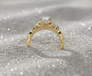 Anillo de Compromiso con Diamante Cultivado en Laboratorio Stonewels, Corte Central con Diamantes Florales Laterales, Oro Rosa de 14K, Anillo Nupcial de Lujo Certificado - Product Image 2