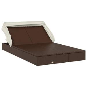 Cama solar de patio de ratán sintético marrón para 2 personas con reposabrazos ajustables - Product Image 3