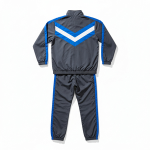 Triveers Sporty Track Suit Set Dark Gray Blue White Stripe Zipper Closure Breathable Polyester Windbreaker Set For Men's - Product Image 2