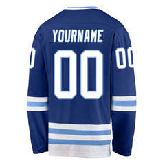 High-quality Sublimated Hockey Jersey Blue & White Team Uniform for <b>Men</b> Professional Breathable Sports Apparel Factory Price - Product Image 3