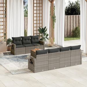 Grand ensemble de canapés de jardin modulaires en rotin PE gris, collection de meubles d'extérieur modulaires haut de gamme - Product Image 1