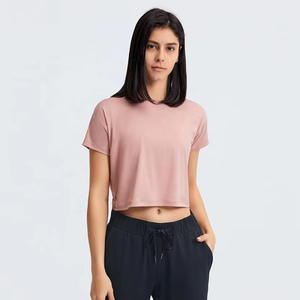 Women's Summer Fashion Regular Fit Full Sleeve O-Neck Jersey <b>Crop</b> <b>Top</b> Gym Fitness Workout Streetwear Running 100% Cotton - Product Image 6