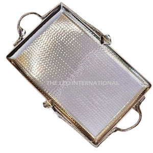 Magnifiques poignées dorées créatives, design de branche feuillue avec émail blanc fantaisie, plateau de service en métal de forme ovale, fait main, paires de 2 - Product Image 4