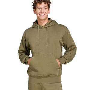 Sudaderas con Capucha Extra Grandes para Hombre, Tendencia de Invierno, 100% Algodón, Tela de Felpa, Color Verde Oliva Ecológico, Calidad Premium - Product Image 2