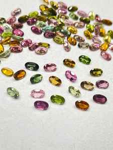 Lot de pierres précieuses de tourmaline multicolores facettées, pierres naturelles de forme ovale, de 3x5 mm à 6x8 mm, pour la création de bijoux - Product Image 4