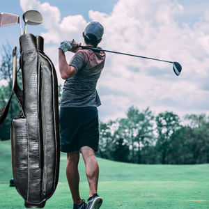 Sac de golf élégant en cuir PU marron léger, fait main, sac de golf professionnel de tournoi - Product Image 2