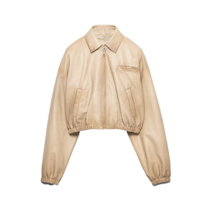 Blouson en cuir d'agneau Nappa court pour femme, de luxe, de créateur, OEM, marque privée, fabricant et fournisseur sur mesure - Product Image 6