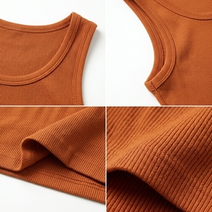 Ribbed Tank <b>Top</b> Sleeveless Scoop Neck Fitted Knit Outdoor Breathable Lightweight Comfortable Custom OEM Wholesale Manufacturer - Product Image 5