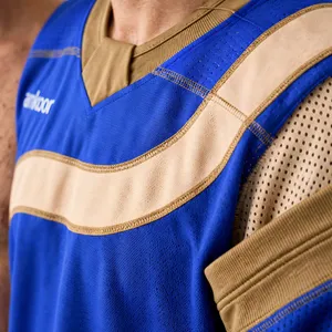 Maillot de hockey sur glace respirant personnalisé pour homme, col en V, manches longues, blocs de couleur, évacuation de l'humidité, polyester, vêtements de sport - Product Image 6