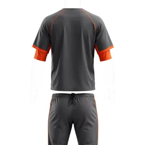Ensemble de survêtement gris et orange pour homme AMKOOR ENTERPRISES – Maillot et pantalon de sport respirants en polyester, uniforme athlétique pour adulte, imprimé numérique, en stock - Product Image 2