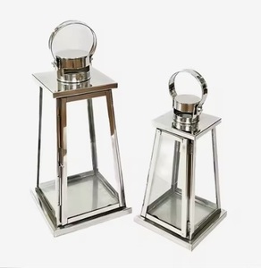 Classic Luxury Nickel Finished Stainless Steel <b>Lantern</b> Decorative Tabletop Lights for Home Party Wedding Decor Hot Arrival - Product Image 1