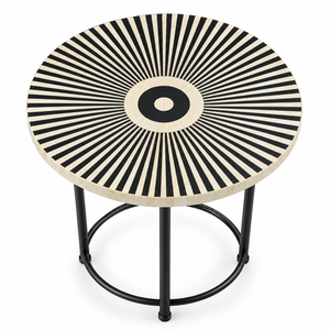 <b>Round</b> Centre <b>Table</b> with Radial Resin Inlay | MDF Top Black Iron Frame Modern Accent Furniture for Luxury <b>Living</b> <b>Room</b> Decor <b>Table</b> - Product Image 1